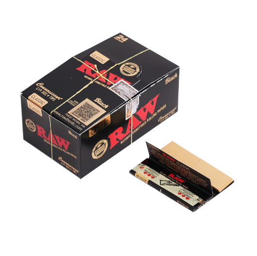 RAW Black Classic Connoisseur 1 1/4 Size With Tips