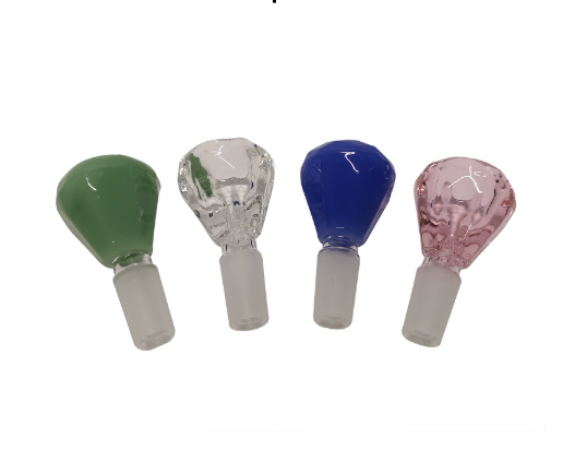 Crafted Round Diamond Glass Drop Cone 14mm: Green, Blue, Clear, Pink