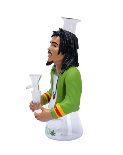Bob Marley Resin And Clear Glass Waterpipe H24x7cm