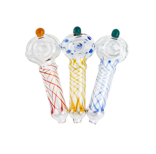 Handmade Blown Glass Tobacco Pipe With Pinch Hold L8.5cm-9cm