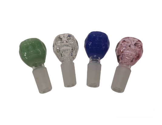 Hand Crafted Yoda Face Glass Drop Cone 14mm: Green, Blue, Clear, Pink