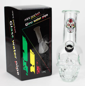 Mini Pocket Glass Water Pipe Skull Edition